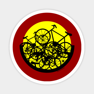 Jumbled Bicycles Circle Magnet